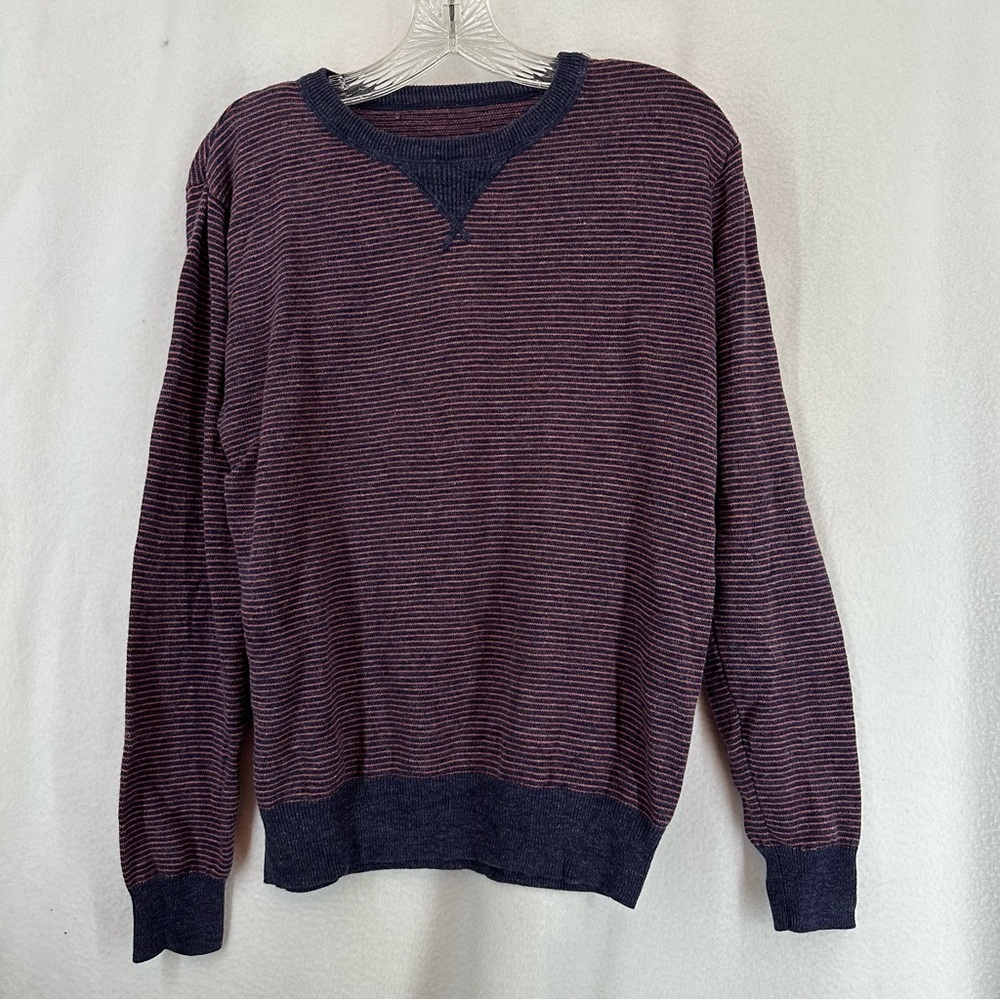 Pullover Striped Sweater Crewneck Mens Small‎ Red